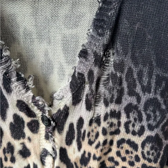 R13 Leopard Print Cardigan in Black and Cream - Picture 9 of 11